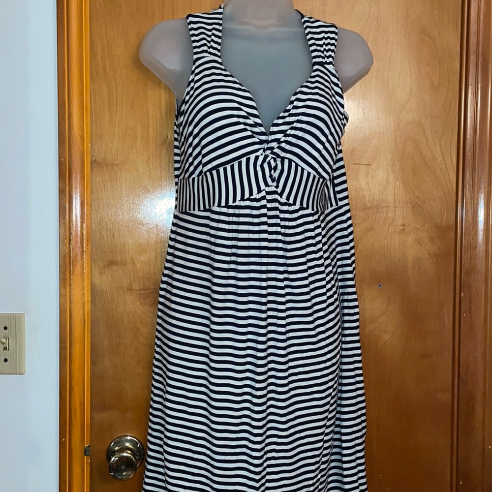 Navy and white striped summer dress
